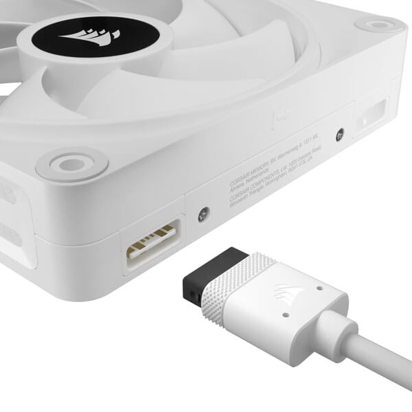 Corsair iCUE Link QX120 RGB White 120mm PWM Cabinet Fan Starter Kit with iCUE Link System Hub (Triple Pack)